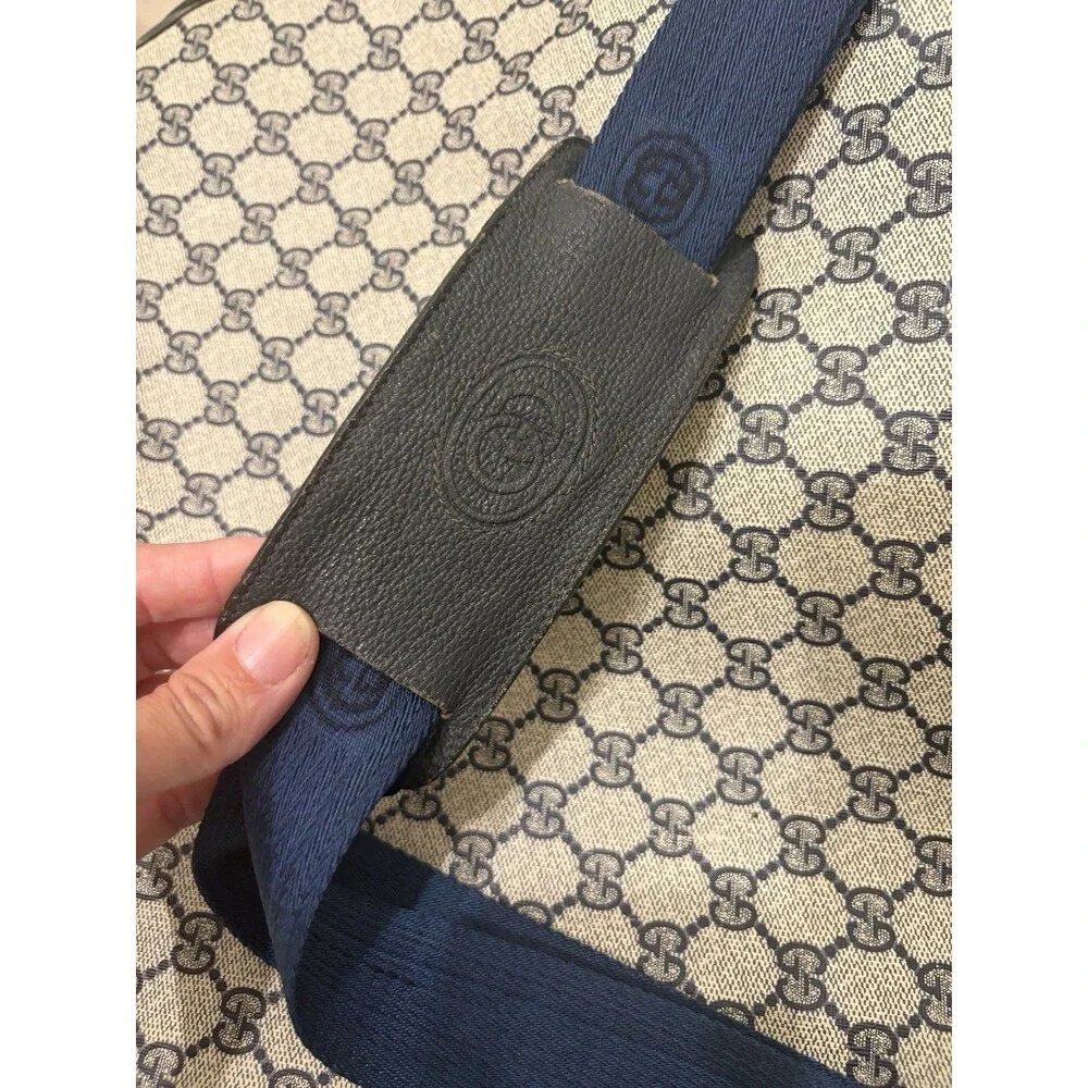 Gucci Supreme Suitcase Leather Navy VTG 70’s Made In Italy Logo G Luggage